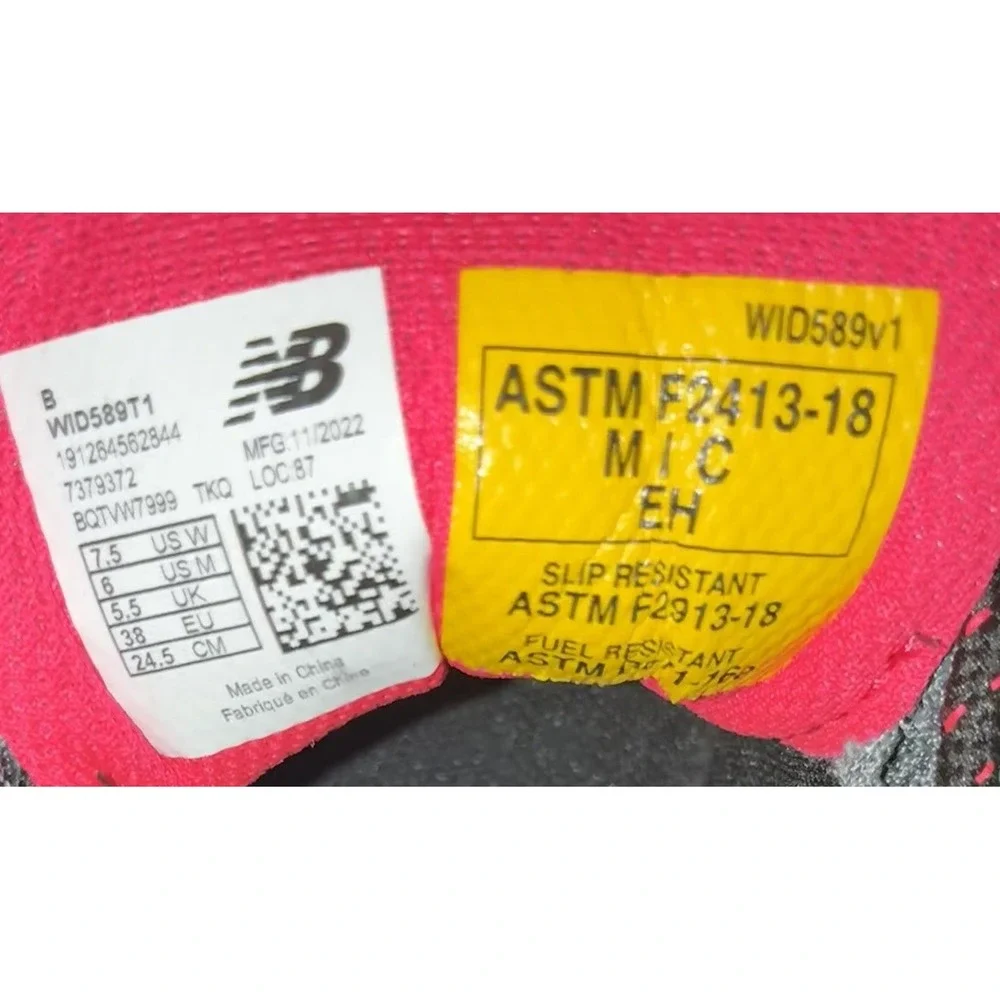 New Balance 589  Industrial Work Shoes Women's‎ 7.5 Gray Pink  Composite Toe NEW